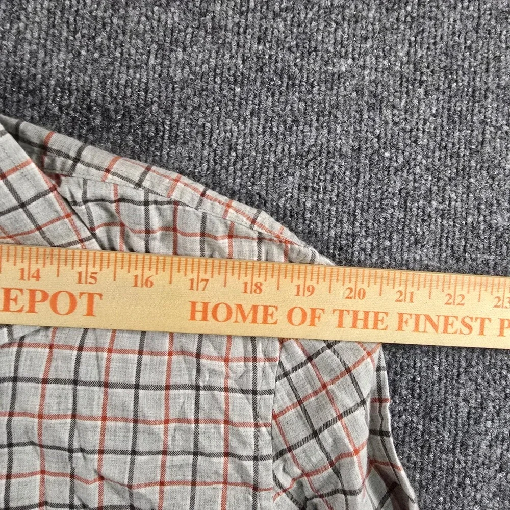 Johnnie-O Mens Large Plaid Button Down Shirt Gray Orange Long Sleeve Surfer Logo